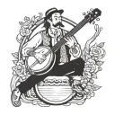 bard playing banjo tattoo design idea