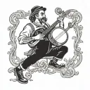 bard playing banjo tattoo design idea