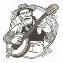 bard playing banjo tattoo design idea