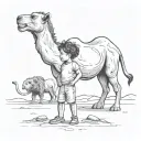 transitioning from being a camel carrying burdens to a lion learning to say no thanks to the playfulness of human child tattoo design idea