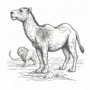 transitioning from being a camel carrying burdens to a lion learning to say no thanks to the playfulness of human child tattoo design idea