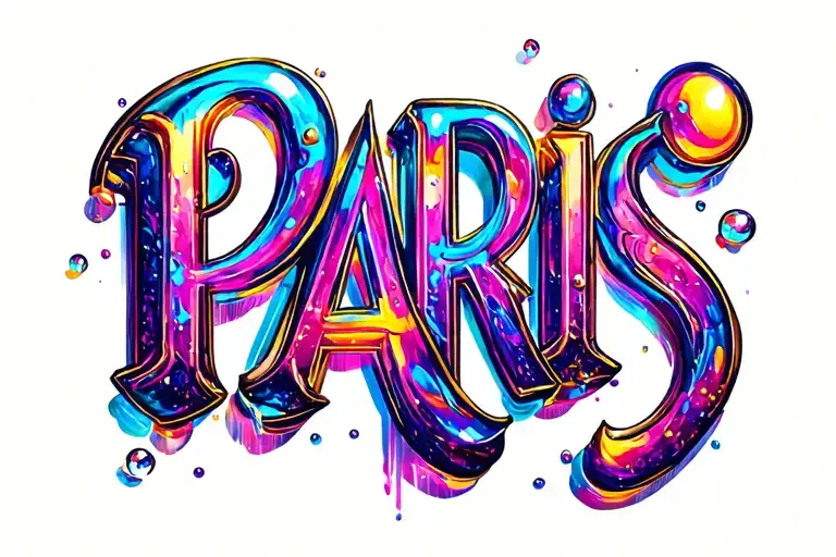 "PARIS" Bubble tattoo design idea