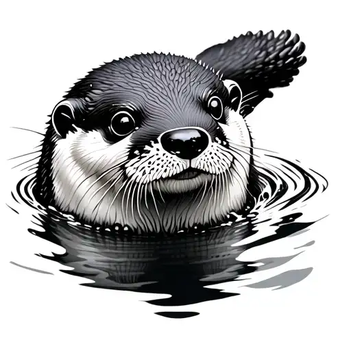 an otter floating tattoo design idea