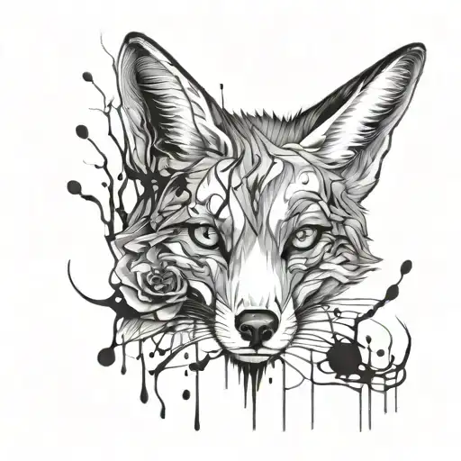 fox and blood eyes dripping downwards tattoo design idea