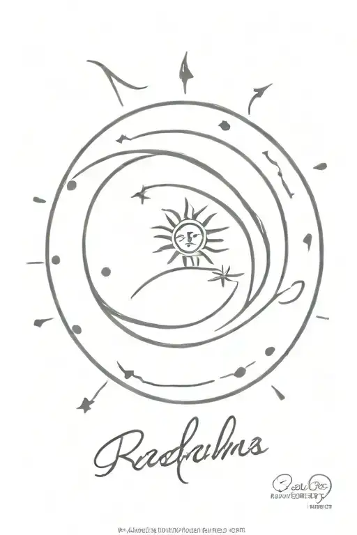 1, sun always wins, Radha name, moon phases tattoo design idea