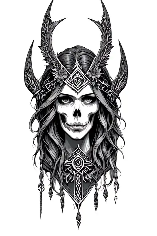 hel nordic godess of death tattoo design idea