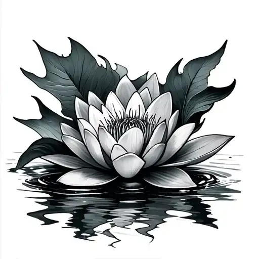 Water Lily Pisces tattoo design idea
