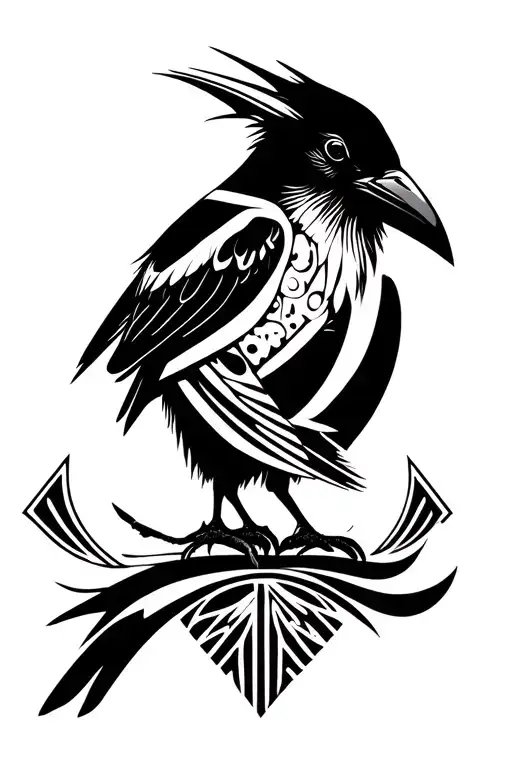 crow japanese tattoo design idea