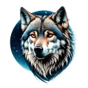 Wolf with moon tattoo design idea