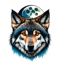Wolf with moon tattoo design idea