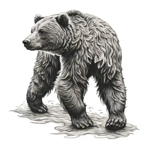bear walking tattoo design idea