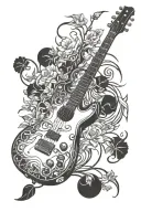 Bonsai and drums electric guitar bass guitar tattoo design idea
