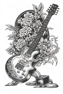 Bonsai and drums electric guitar bass guitar tattoo design idea