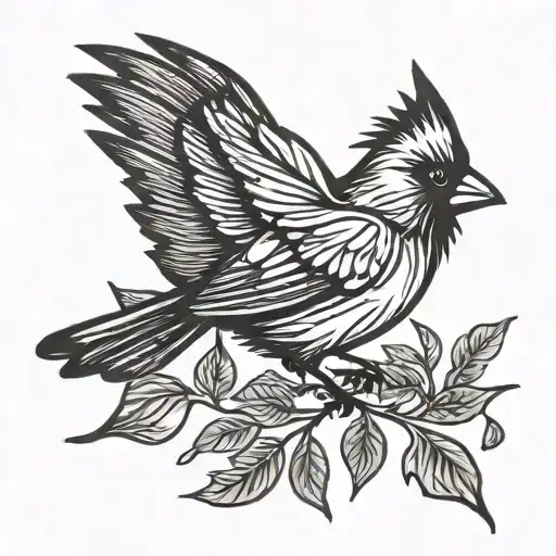 cardinal flying silhouette tattoo design idea