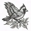 cardinal flying silhouette tattoo design idea