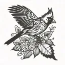 cardinal flying silhouette tattoo design idea