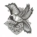 cardinal flying silhouette tattoo design idea