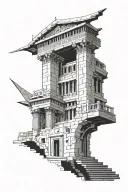 architecture and greek mythology tattoo design idea