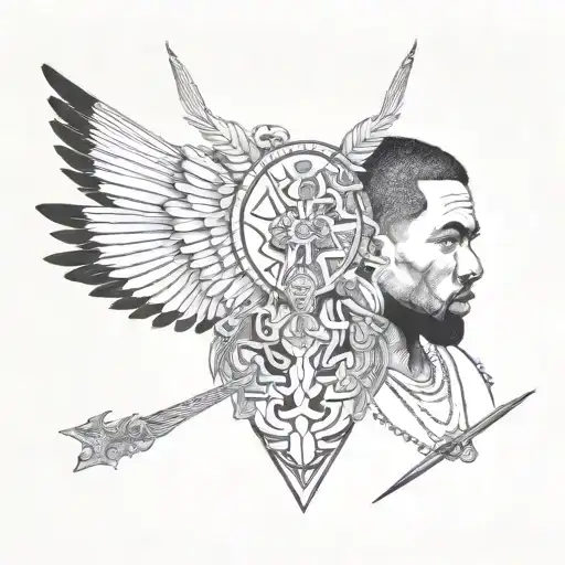 kanye west album black and white drawing style tattoo design idea