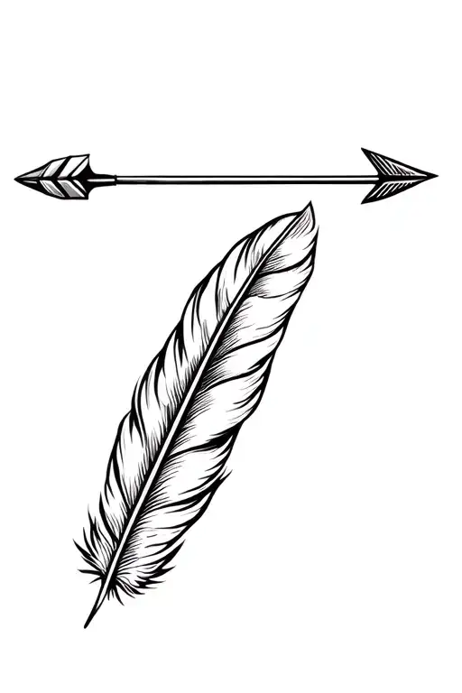 feather and arrows representing progress tattoo design idea