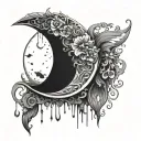 half moon , gothic, unique tattoo design idea