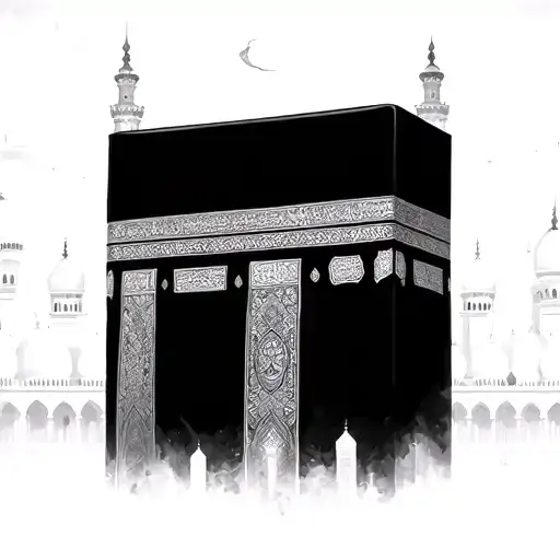 Mecca with kaaba and masjid tattoo design idea