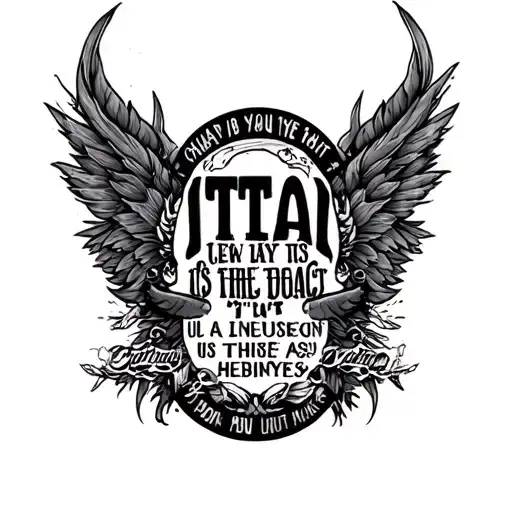 "Create a digital tattoo design that features memes, political quotes, and inspirational quotes. Use a white background. tattoo design idea