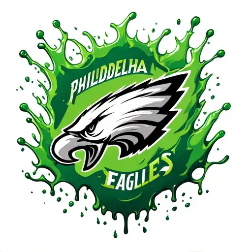 Philadelphia Eagles logo surrounded by green blood tattoo design idea