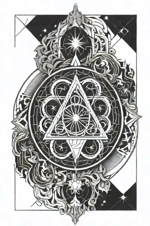 philosophers stone symbol with leo and pisces zodiac sign surounded by mandala  tattoo design idea