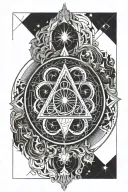philosophers stone symbol with leo and pisces zodiac sign surounded by mandala  tattoo design idea