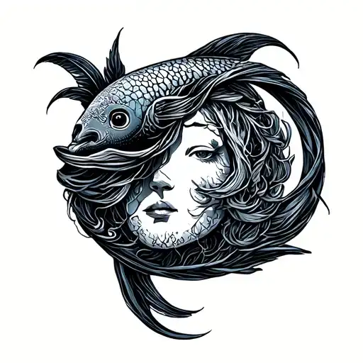 Aquarius on the cusp of Pisces zodiac sign tattoo design idea