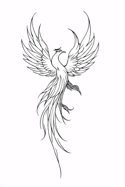 Phoenix female fine line tattoo tattoo design idea