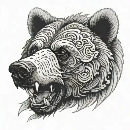 cross-eyed bear head tattoo design idea