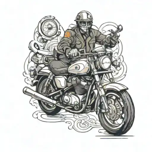 Design a tattoo for a person who loves riding motorcycles, listening to music, travelling, and he is a lawyer  tattoo design idea