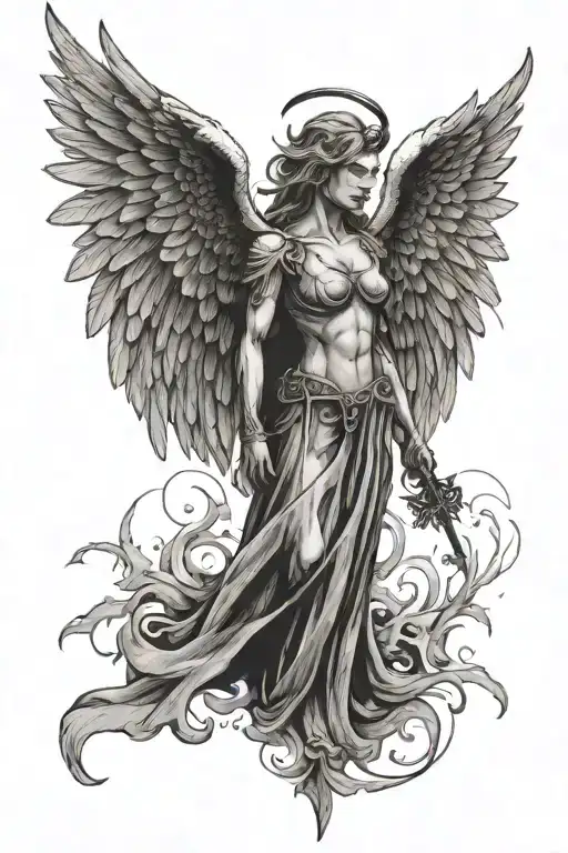fallen angel busted wings  tattoo design idea