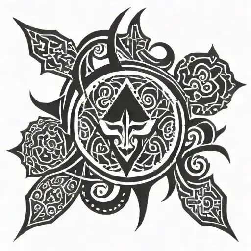 gothic cyber sigilism tattoo design idea