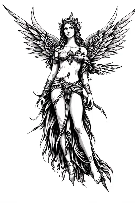 Artemis Greek goddess tattoo design idea
