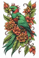 toh and quetzal bird tattoo design idea