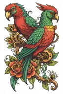 toh and quetzal bird tattoo design idea