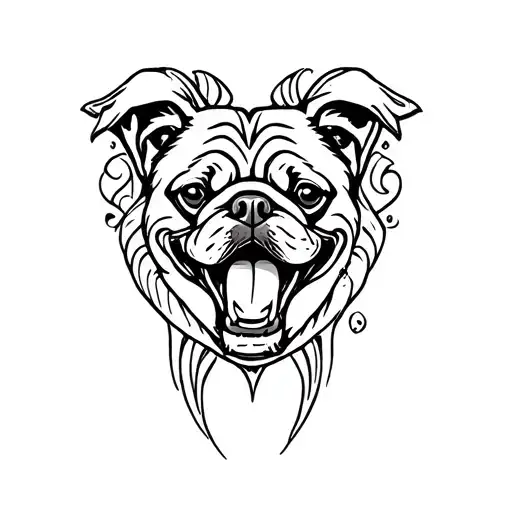 pug punk inside heart outline made with tribal design tattoo design idea