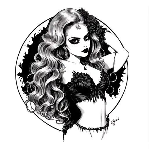 Goth Pin Up Girl tattoo design idea