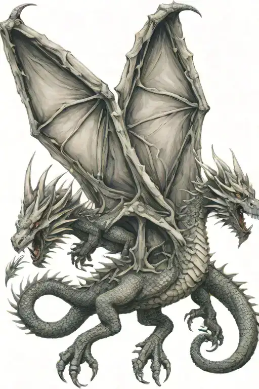 a twoheaded dragon with two wings tattoo design idea