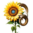 Sunflower Aries ram tattoo design idea