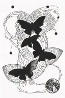 moths flying moon phases intertwined back of forearm  tattoo design idea