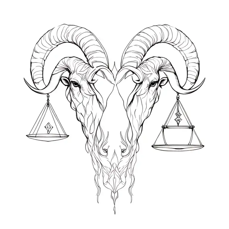 aries and Taurus and libra zodiac sign incorporated tattoo design idea