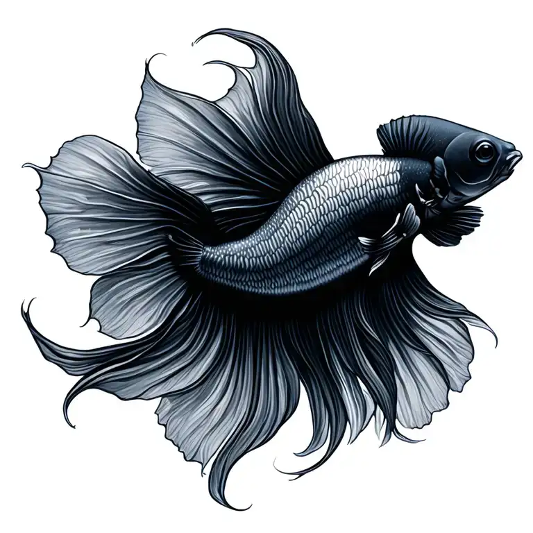 betta fish swimming tattoo design idea