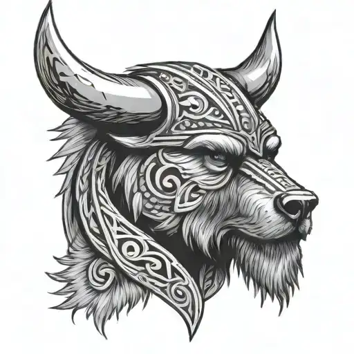 Viking Bear Head tattoo design idea