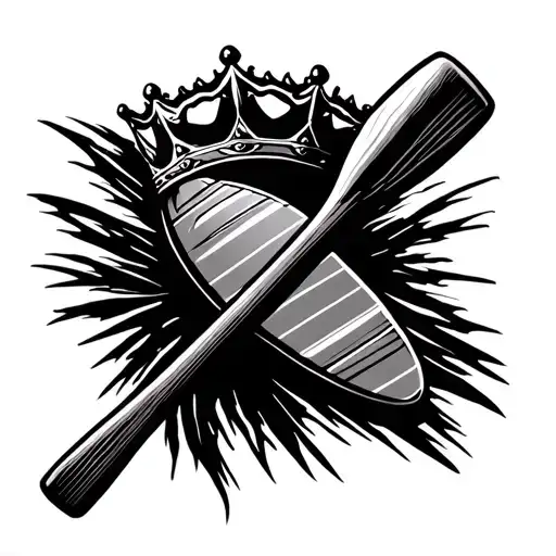 paddleboard paddle with crown on top tattoo design idea