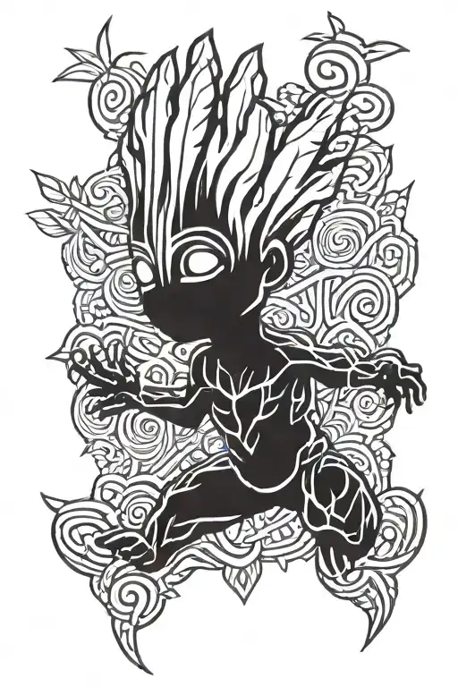 baby groot tattoo design idea