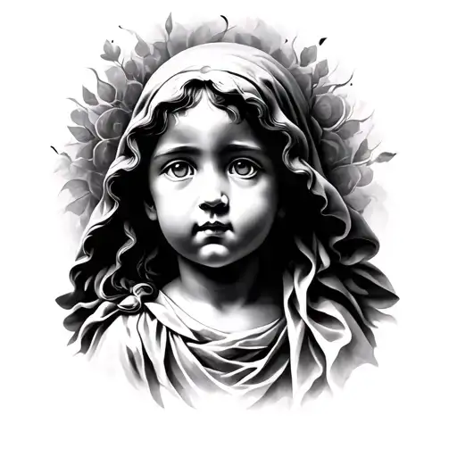 holy child face tattoo design idea